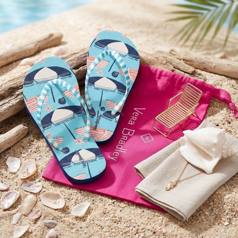 Vera Bradley Beach Treasures Flip Flops Thong Sandals Size 9/10